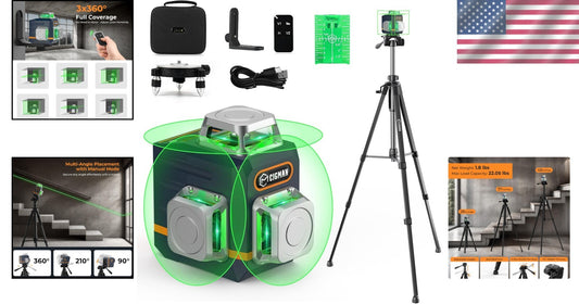 Precision 3D Green Laser Level with Tripod & Remote Control for DIY Projects