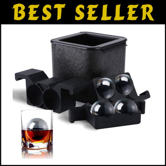 Crystal Clear Ice Ball Maker: 4 Large 2.5” Spheres for Whiskey and Cocktails