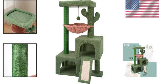 37.4-Inch Multi-Level Cat Tower with Twin Condos & Jute Scratching Posts