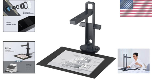 Ultra-Fast Book & Document Scanner with 32 LED Lights - Windows & Mac Compatible