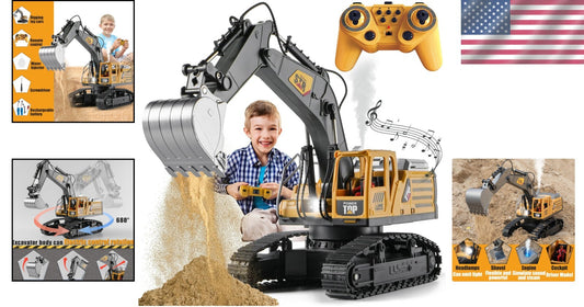 Remote Control Excavator Construction Toy - 360° Rotation & Realistic Features
