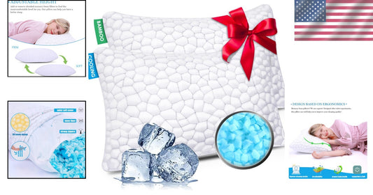 Luxury Cooling Gel Memory Foam Pillows - Adjustable Shredded Comfort (2 Pack)