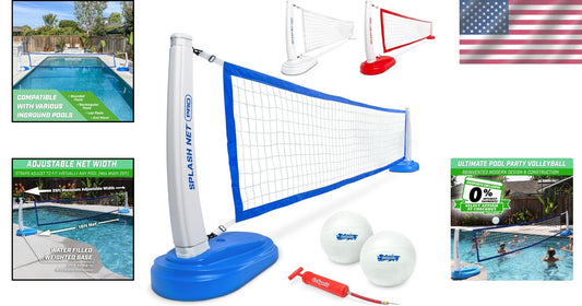 Fast Setup Splash Net PRO Pool Volleyball Net with Pump & Water Volleyballs
