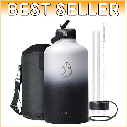 1 Gallon Insulated Water Jug - Leak Proof Double Wall Flask for 48 Hr Cold