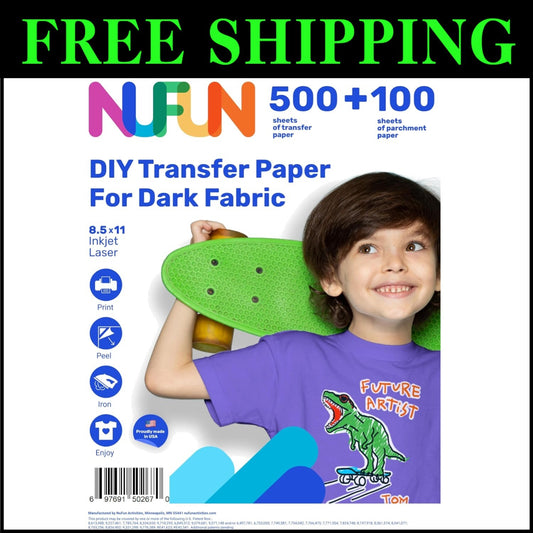 Professional Quality Iron-On Transfer Paper for DIY T-Shirt Printing - 500 Pack