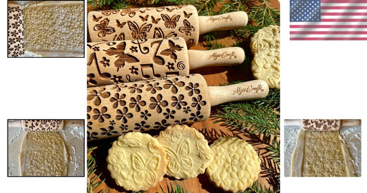 SUMMER 3 Kid Rolling Pin Set - Engraved Mini Baking Tools for Creativity