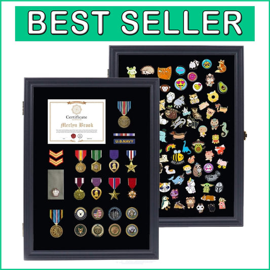 Elegant 19x14 Acrylic Pin Display Case with Lock for Military Medals & Badges