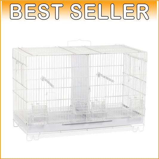White Stackable Breeder Cage with Feeder Cups and Perch - Ideal for Small Breeds