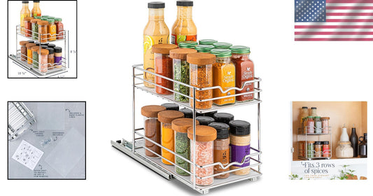 Organize Spices Effortlessly with Heavy-Duty Pull-Out Rack, Lifetime Limited