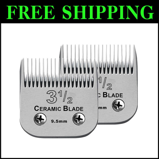 Quiet Detachable Clip Blades Set - Compatible with Andis/Oster Clippers, 3-1/2"