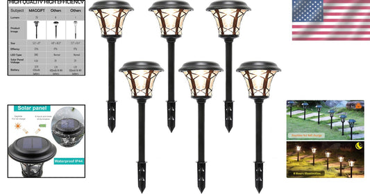 Charming 6 Pack Solar Landscape Lights - 25 Lumen Waterproof Garden Illumination