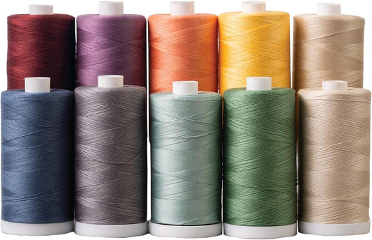 Crafting Essential: 10 Spools 100% Cotton Thread - 1200 Yards Each for Quilting