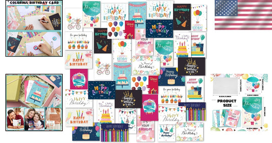 200 Pack Assorted Happy Birthday Cards with Envelopes & Stickers – 20 Styles
