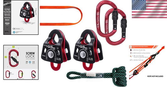 Portable 5:1 Pulley System with Micro Double Pulleys - Perfect for Rescues