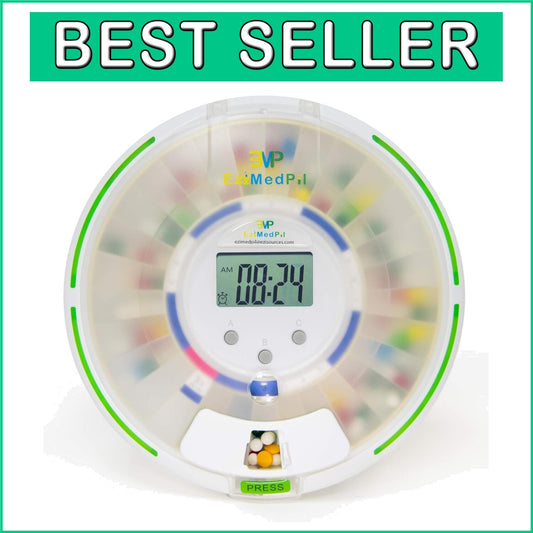 Secure Automatic Pill Dispenser with 6 Alarms and Large LCD - Caregiver's Aid