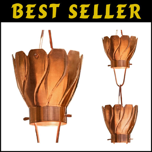 Elegant Pure Copper Rain Chain Extension - 3 Ft Gutter Downspout Replacement