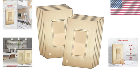 Versatile Gold Decorator Light Switch 15A 10 Pack - Ideal for Home & Commercial
