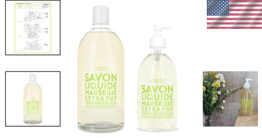 Savon de Marseille Liquid Soap Gift Set - Fresh Verbena 16.9 oz + 33.8 oz Refill