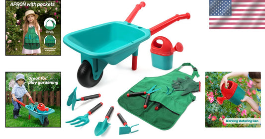 Child-Sized Gardening Tool Set for Outdoor Fun - Includes Wheelbarrow & Gloves
