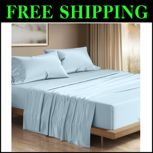Cooling 100% Egyptian Cotton 4PC Sheet Set - Cal King Size - Hotel Quality