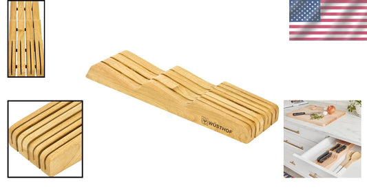 Natural Wood 7-Slot In-Drawer Knife Storage - Elegant & Space-Saving Solution