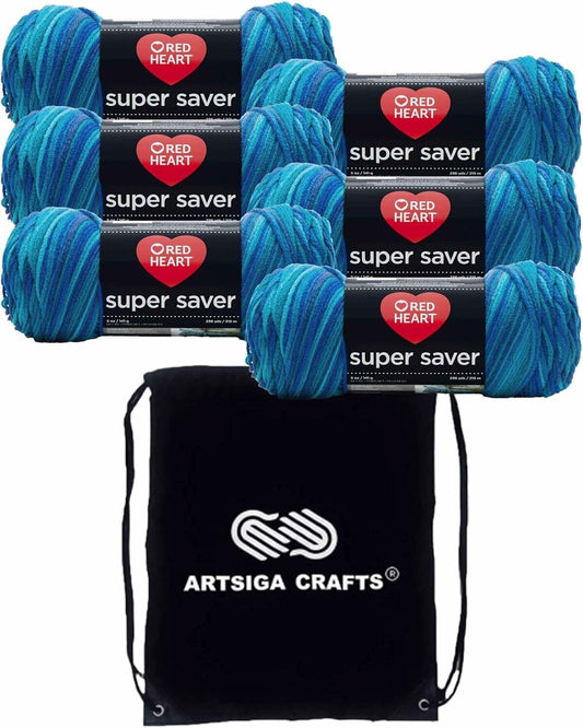 Super Saver Macaw Yarn - 6 Skeins in Same Dye Lot with Drawstring Project Bag