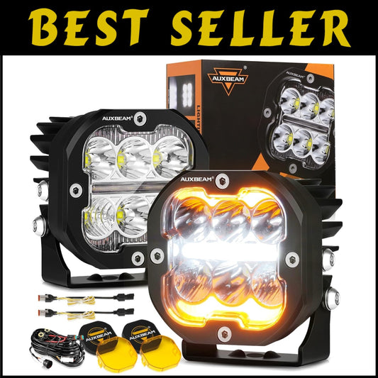 3 Inch 84W LED Pods with Amber Fog Light & Turn Signal - 9600LM Spot Flood Combo
