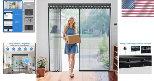 Effortless Magnetic Screen Door with Sliding Track, 72x80 Inch for Modern Homes