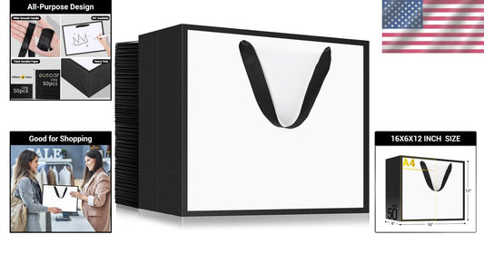 Elegant Black/White Gift Wrap Bags - 50 Count, Perfect for Parties and Retail