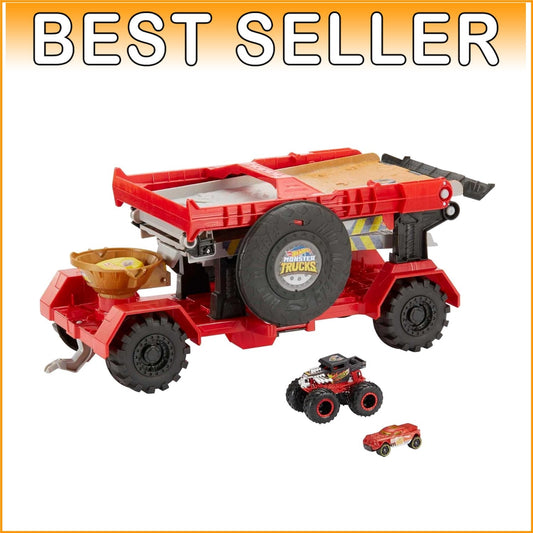 Exciting Monster Truck Racing Playset - 1:64 Scale with Trophy Cup & Transporter