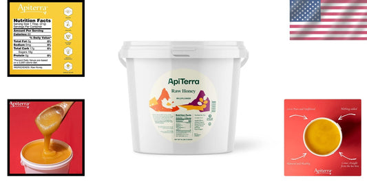 Eco-Friendly Raw Wildflower Honey - 16 lbs Unfiltered Bucket, Kosher Certified