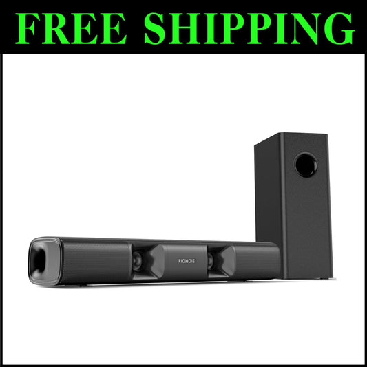 Wall-Mountable 90W Sound Bar with Remote - Compact 2.1 Channel Audio Solution