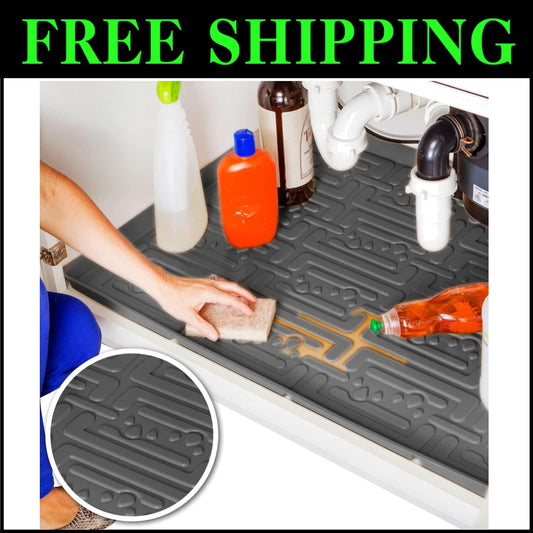 Stain-Resistant Flexible Under Sink Mat - 34" x 22" Drip Tray for Cabinets