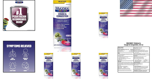 Children's Berry-Flavored Cough & Congestion Liquid - 6.8oz x 5 for Ages 4+