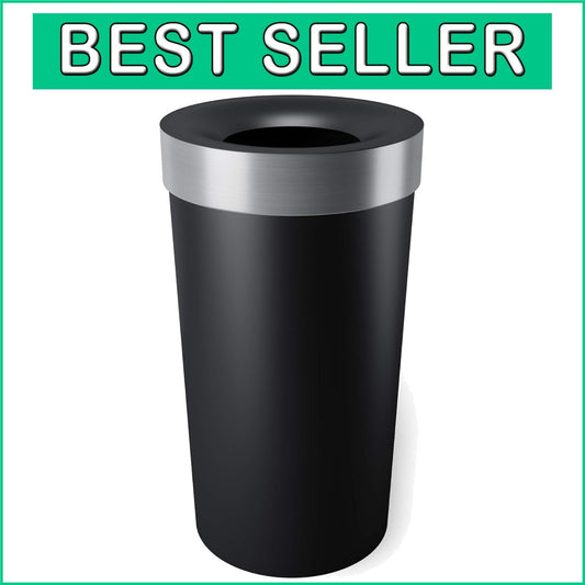 Elegant 16.5-Gallon Black/Nickel Trash Can - Stylish Storage Solution for Home