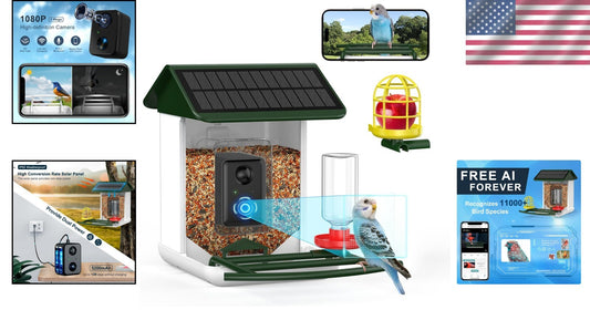 1080P HD Bird Feeder Camera with Solar Power and Real-Time App Notifications