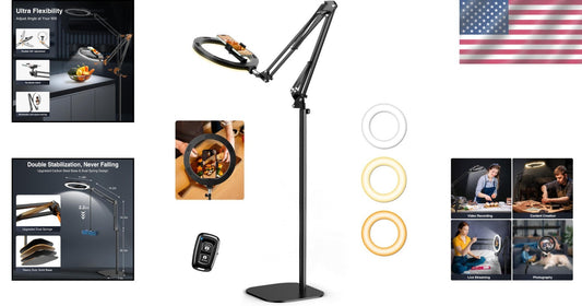 Versatile 10” Ring Light with Overhead Mount - Ideal for Photo & Video Recording