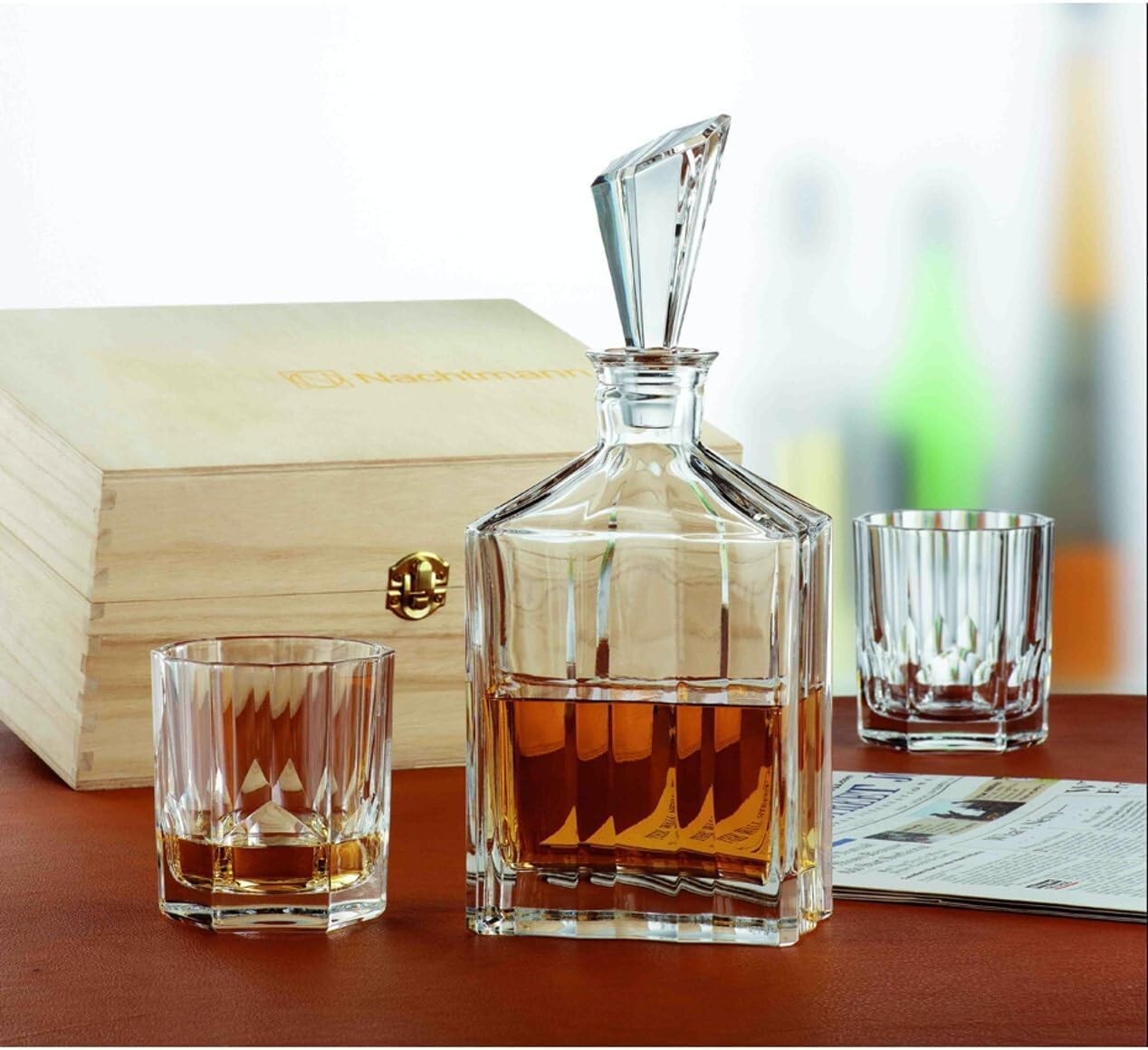 Luxury Clear Crystal Whisky Decanter and Tumblers Gift Set for Men - Aspen Style