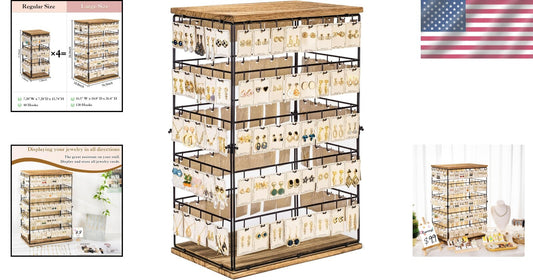 Large Rustic Earring Rack 26" H with 5-Tier Design - Ideal for Selling Jewelry