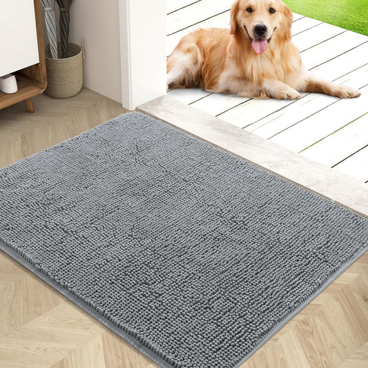 Pet-Friendly 40x32 Mud Mat with Non-Slip Base - Soft Chenille for Indoor Use