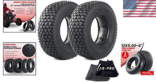 Robust 6-Inch Tire and Inner Tube Pair - Ideal for Dirt Quads & Wheelbarrows