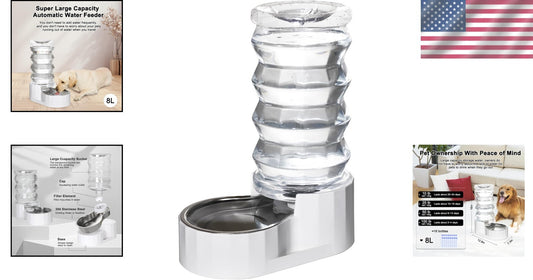 Large Capacity 8L Pet Water Feeder - Modern Stainless Steel Design, No Leakage