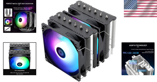 Quiet Peerless ARGB CPU Air Cooler for Powerful Systems - 6 Heat Pipes Included