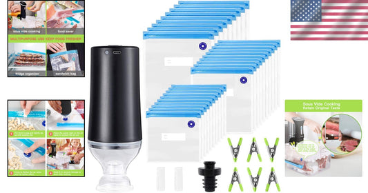 Premium Sous Vide Bags Kit – 40 Reusable Vacuum Bags with Electric Pump & Clips