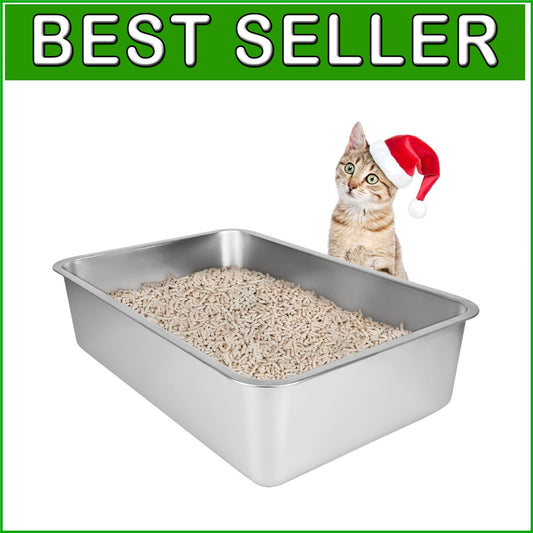 Eco-Friendly Large Cat Litter Pan - Stain-Free, Easy to Clean, Safe Design
