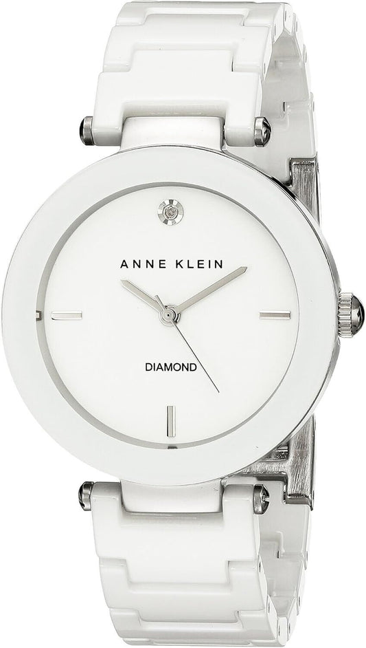 Elegant Women's Ceramic Timepiece with Diamond and Adjustable Link Bracelet