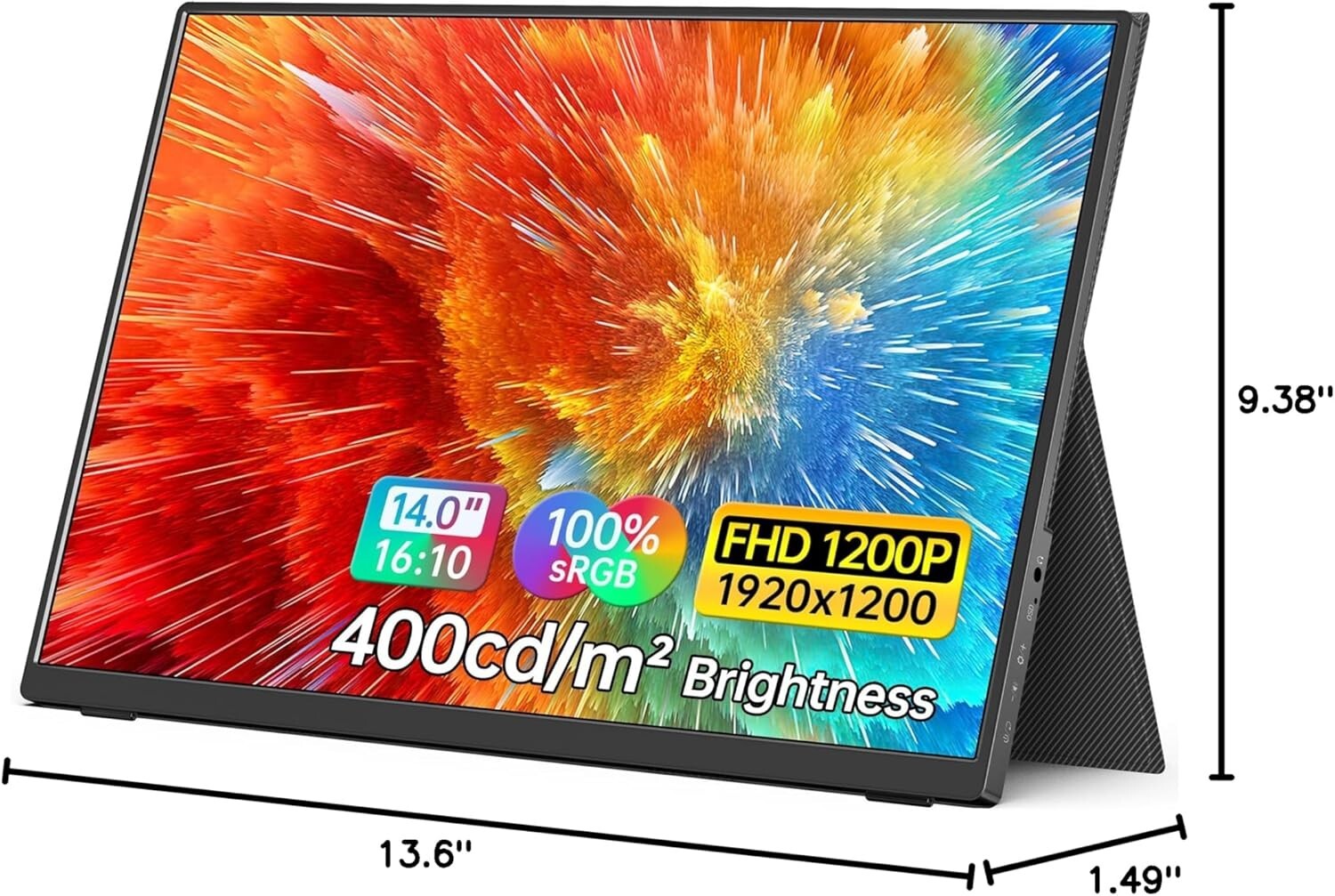 14 Inch HDR Portable Monitor with Smart Cover - Ideal for Gaming & Work