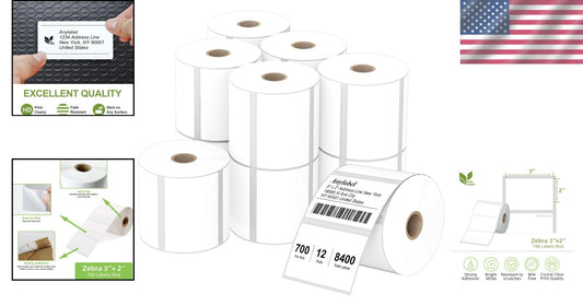 Sharp Print 3" x 2" Direct Thermal Labels – 700 per Roll, Perfect for Barcodes
