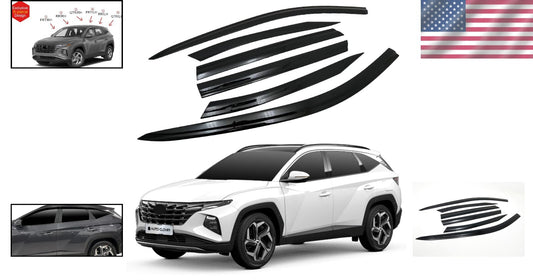 6-Pc Smoked Window Visors for 2022-2025 Cars - Easy Self-Adhesive Installation