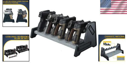 Premium 6-Gun Pistol Rack with Leather Trim - Organize Firearms Elegantly